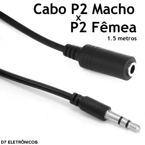Cabo Extensão P2 1,5 metros Macho x Fêmea