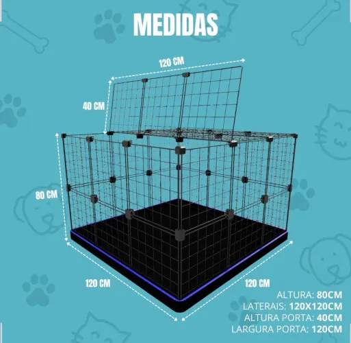 Cercado Para Animais De Pequeno Porte 120x120cm