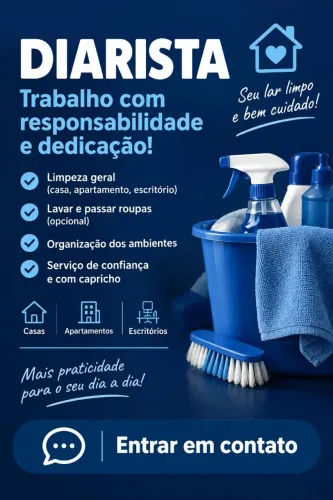 Diarista Comprometida com a Limpeza e Organização