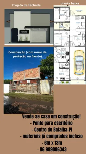 Casa em Construção com Ponto Para Escritório/Consultório