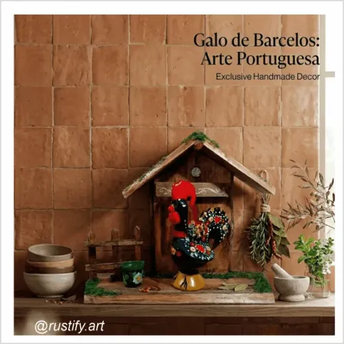 Casinha com galo português em porcelana charme tradicional e elegância
