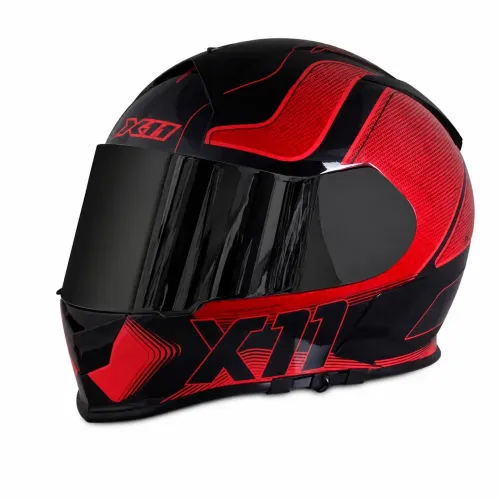 Capacete X11 Revo Pro Tronix Novo Preto/Vermelho