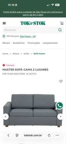 Sofá retrátil Linho Bege 1,95cm