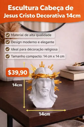 Escultura Busto Jesus Cristo Decorativo 14cm