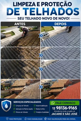 Limpeza e impermeabilização do seu telhado!