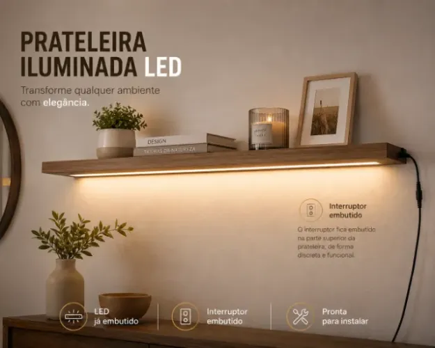 Prateleira com iluminação led