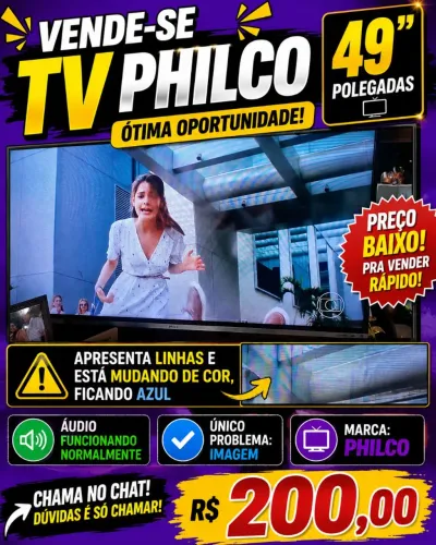 TV Philco 49 polegadas - R$ 200,00