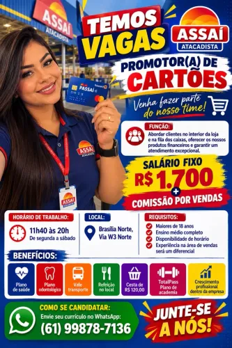 VAGA PARA PROMOTOR DE CARTÕES