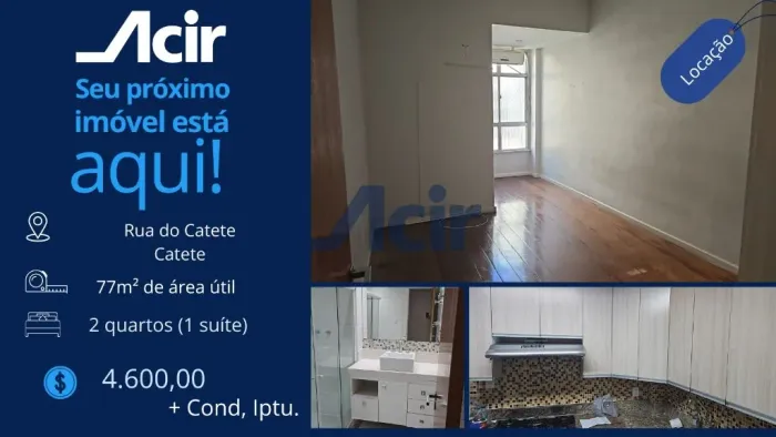 ACIR ADMINISTRADORA- APARTAMENTO PARA LOCAÇÃO NO CATETE COM ÓTIMA LOCALIZAÇÃO-R$4.000,00