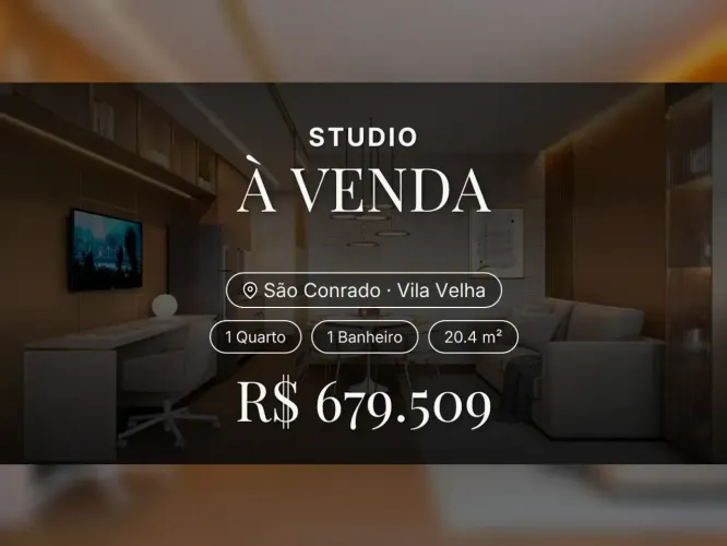 Exclusivo: Studio na quadra do mar em São Conrado, Vila Velha, com alto potencial de locaç