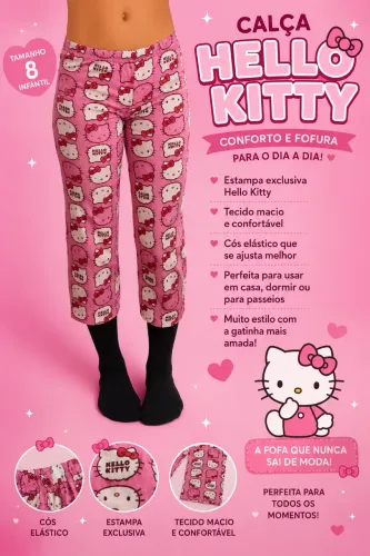 calça pijama hellokitty infantil y2k