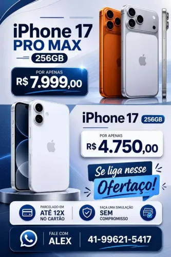 iPhone 17/ iPhone 17 Pro Max Novos Lacrados - Parcelo no cartão 