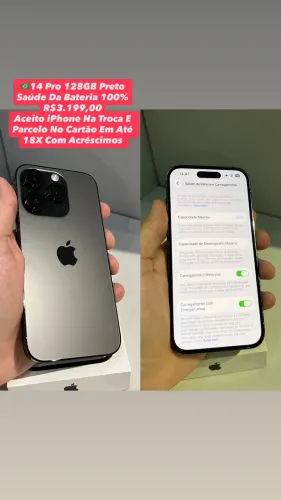 iPhone 14 Pro 128GB Preto - Saúde Da Bateria 100% (Usado)