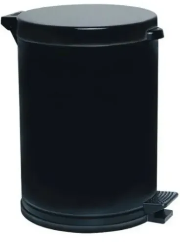 Lixeira com Pedal Aço Pintado Preto com recipiente Interno 10,5 Litros