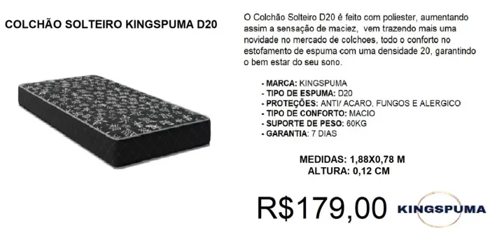 Colchão D20 - entrega grátis!!