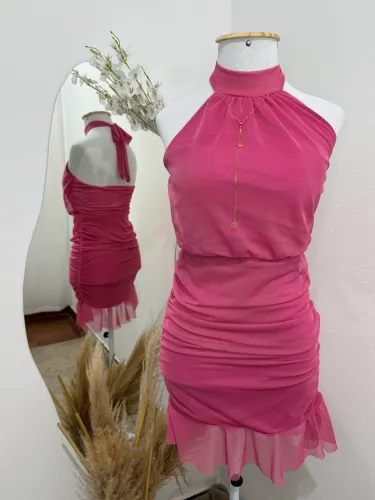 Vestido tule rosa