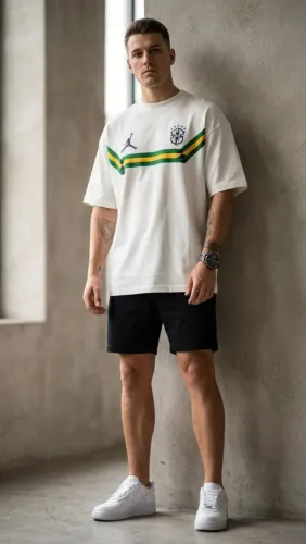 Camiseta Oversized Suedine Brasil Air Jordan Off White