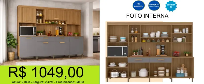 Cozinha ampla com espaço interno bem dividido