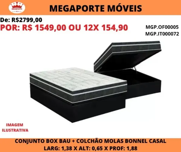 CAMA BOX BAÚ CASAL MOLAS BONNEL