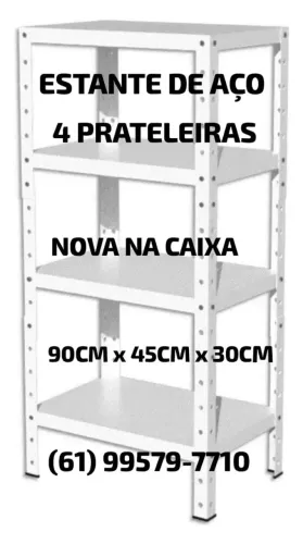 Estante de Metal com 4 Bandejas Ajustáveis - Produto Novo