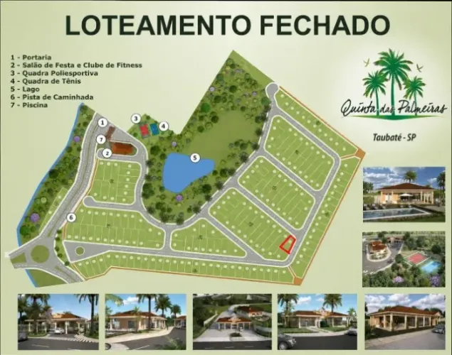 Vendo Terreno de Esquina 417,55 m² - Parte Alta Condomínio Quinta das Palmeiras, Taubaté