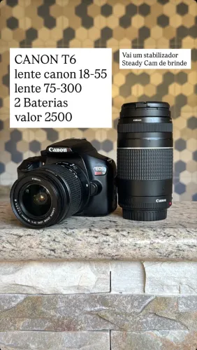 CANON T6 COM DUAS LENTE 18-55 e 75-300