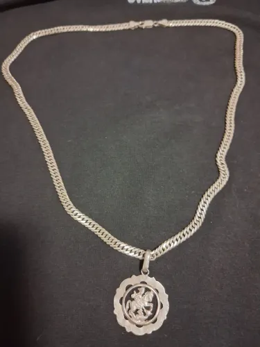 Cordão de Prata Pingente São Jorge