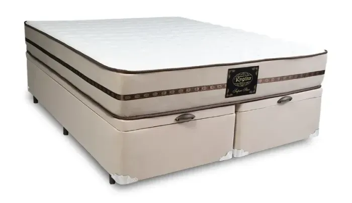 Colchão King Star no King Size + Cama Base Baú King Bege