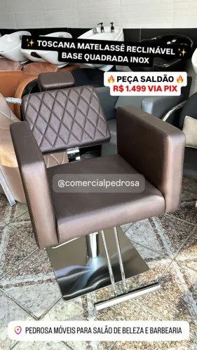 Cadeira Reclinável para Maquiagem Barbeiro Base Quadrada de INOX Reforçada em Promoção