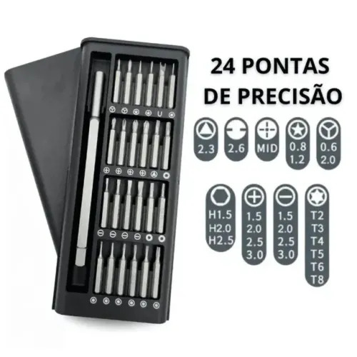Kit 24 Chaves de Fenda Magnética Portátil