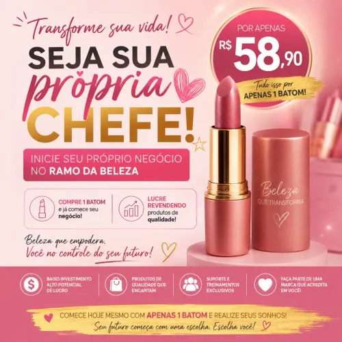 Se torne uma representante de cosméticos