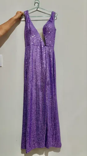 Vestido paetê lilás