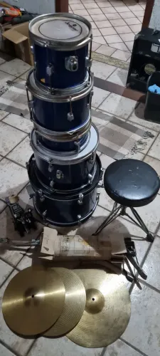 Bateria Infantil Turbo (Turbinho) - Completa com Pratos, Pedal e Banco