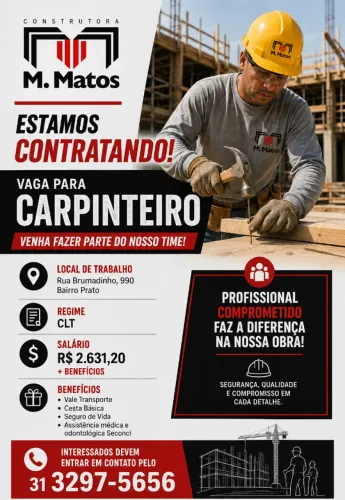 Vaga para Carpinteiro de obra