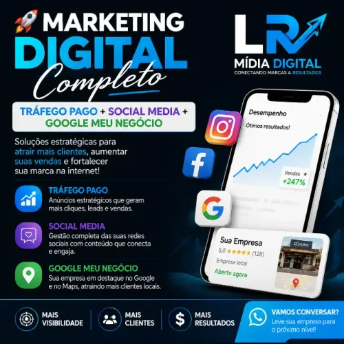 Marketing Digital Completo | Tráfego Pago + Social Media + Google Meu Negócio