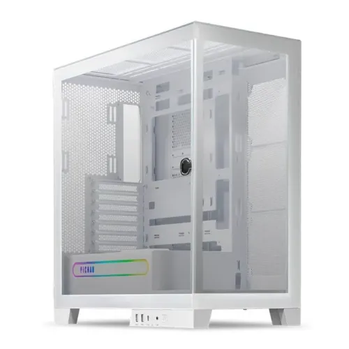 Gabinete Gamer Pichau Pouter 4, Sem Fans, Lateral e Frontal De Vidro, Branco, PG-PO4-WH