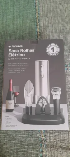 Saca rolhas elétrico e kit para vinhos Labravia