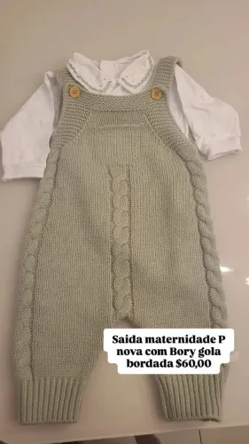 Kit saida maternidade em tricô com bory gola bordada