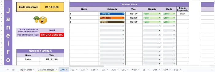PLANILHA FINANCEIRA COMPLETA para gastos pessoais