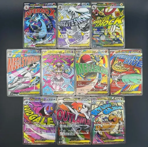 10 Cartas Pokémon Mega Attack Coleção Completa Japonês Gengar Charizard Dragonite