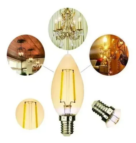 LAMPADA VELA FILAMENTO LED C35 2W E14 BOCAL 2200K CTB