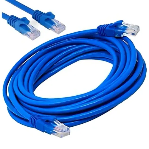 Cabo de Rede de Internet Ethernet 10 Metros Azul Já Crimpado RJ45 Cat5e - Pronto para Uso