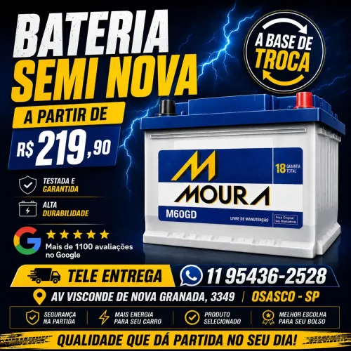 Bateria 60ah seminova C/garantia - Entrego a Domicílio - Passo cartão <br>A base de troca <br>