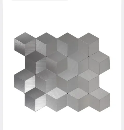 Pastilha Adesiva de Metal 29x30cm AL702 Prata Glass Mosaic