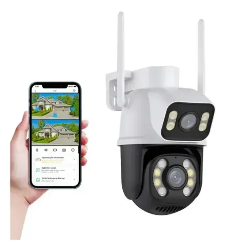 Camera wifi Externa Dupla 2 Cameras app ICSEE *NOVA*
