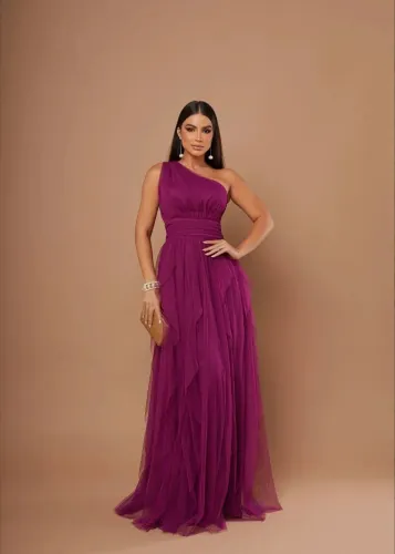 Vestido de festa madrinha casamento formatura convidada um ombro só