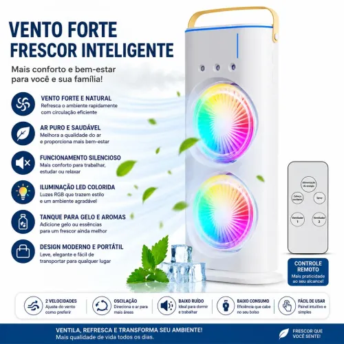 Ventilador climatizador portátil silencioso com umidificador- ideal para escritorio,quarto