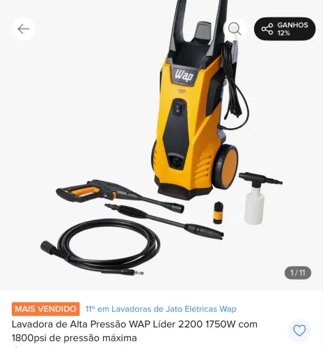 WAP LÍDER LAVADORA 2200 1750W 127V