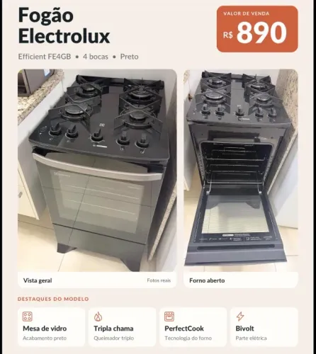 Fogão Electrolux 4 bocas PerfectCook