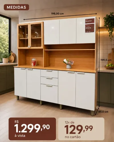 Armário de Cozinha Grande (Promoção) Kit Amora
